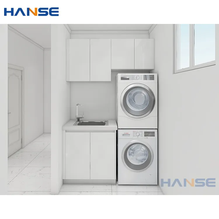 Modern depolama dolapları tasarım custom made ev otel banyo çamaşır odası küçük alt lavabo dolabı çamaşır makinesi