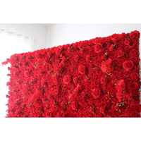 Décoration de mariage 8ft x 8ft Rouge 3D 5D Mur de fleurs artificielles en soie enroulable Écologique Personnalisable Nouveau