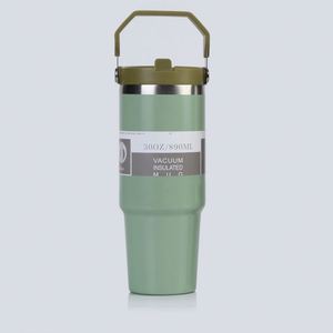Gobelet de voyage isotherme sous vide pour voiture avec poignée, couvercle, paille et base antidérapante, pour boissons chaudes, 20oz 30oz - Product Image 1