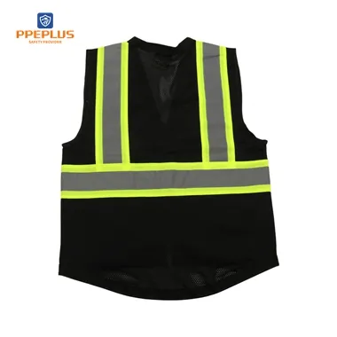 Smooth Front Zipper Vest Multi Purpose Black Vest Fashion Design Reflective Bike Vest