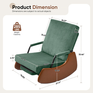 Modern Adjustable Wingback Rocking <b>Chair</b> Eco-Friendly Corduroy Upholstery Cabriole Legs Recliner Chaise Lounge Dining Bedroom - Product Image 4