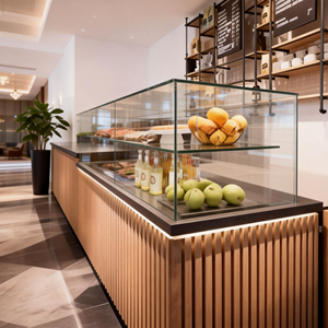 Vetrina Espositiva in Legno con Illuminazione LED, <span class=keywords><strong>Bancone</strong></span> Personalizzabile per Caffetteria, Negozio di Dolci e <span class=keywords><strong>Pasticceria</strong></span> - Product Image 6