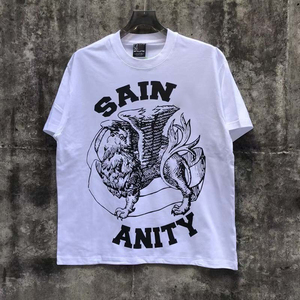 Top Quality Saints Vanity Heavyweight 100% Cotton Flame Print Custom Oversized Tears Streetwear <b>Short</b> <b>Sleeves</b> for <b>Mens</b> T-<b>shirt</b> - Product Image 6