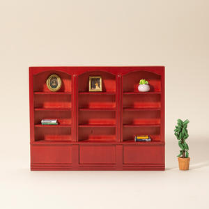 Étagère à livres triple en bois à l'échelle 1:12, style jouet DIY, accessoires de maison de poupée de style européen, modèle JC 00158, 14 ans et plus - Product Image 2
