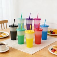Gobelet en plastique 24OZ avec couvercle figurine 3D, activé par le froid, changeant de couleur / Gobelet magique pour eau froide