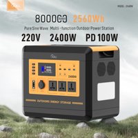 Estación de Energía Portátil de 2400W con 6000 Ciclos, Generador Solar con Función UPS, Puertos USB-C y AC para Emergencias y Uso en Exteriores
