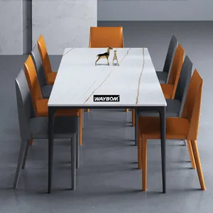 Set da tavolo per sala da pranzo moderno in marmo bianco/nero rotondo grigio Dege in vetro bianco/nero con 4 panca
