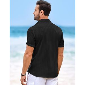 Chemise à manches courtes boutonnée pour homme FOXA, en lin et coton, décontractée, été, plage, respirante, tissu popeline - Product Image 2