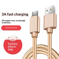 Câble de données 3M pour téléphones mobiles, câble micro USB tressé en nylon, charge rapide