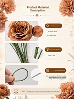Fleurs artificielles en soie couleur caramel : Rose, Anthurium, Hortensia, Pivoine – Style naturel, imprimées à l'écran, pour suspension florale au plafond