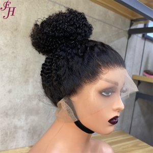 FH pas cher prix 360 perruques frontales cheveux humains suisse Transparent dentelle avant perruque afro bouclés perruque - Product Image 3