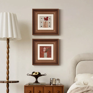 Dipinto su Tela con Cornice <span class=keywords><strong>in</strong></span> Stile Antico Medio con Design Floreale ad Angolo Decorazione <span class=keywords><strong>per</strong></span> Comodino Francese - Product Image 4