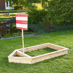 SHUNDA SD-SB008 Barco de Arena de Madera para Niños 180x96x125cm Juguete de Playa para Exteriores para Todas las Estaciones con Bandera - Product Image 3