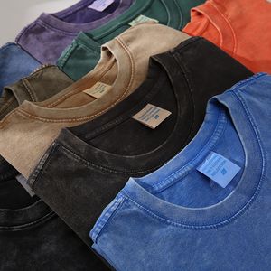 Vente de gros T-shirts pour hommes vieillis personnalisés T-shirt surdimensionné uni en coton unisexe pour impression - Product Image 3