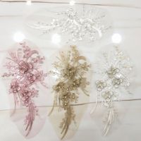 Paillettes Polyester 3 D broderie tulle maille dentelle perles motif couture Applique perle patchs pour artisanat robe de mariée de mariage