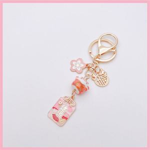 Lucky <b>Cat</b> Chinese Gift Cute Cartoon Creative Good Luck Sakura Blessing Keychain for New Year Gift Bag <b>Backpack</b> Pendant Charm - Product Image 6