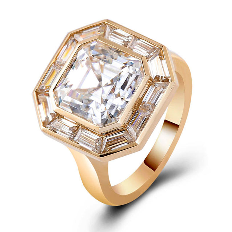 Bague en or 18 carats avec diamant moissanite
