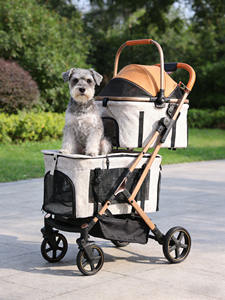 Lüks Katlanabilir Su Geçirmez Konforlu Dört Tekerlekli Taşınabilir Çift Evcil Hayvan Arabası - Product Image 1