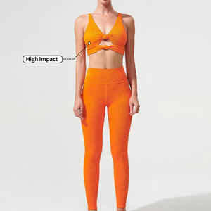 Legging de gymnastique à logo personnalisé en gros Soutien-gorge de sport à impact élevé Vêtements de yoga à manches longues Ensembles de fitness et de gymnastique - Product Image 1