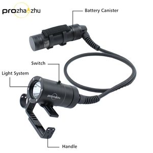PROZHAOZHU DL-D09-6B-S 2500 Lumen Luce Subacquea Ricaricabile IP68 150M Lampada Tecnica per Immersioni in Grotta con Bombola Laterale - Product Image 5