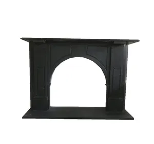 Черный мраморный камин Nero Marquina, декоративная мраморная каминная полка