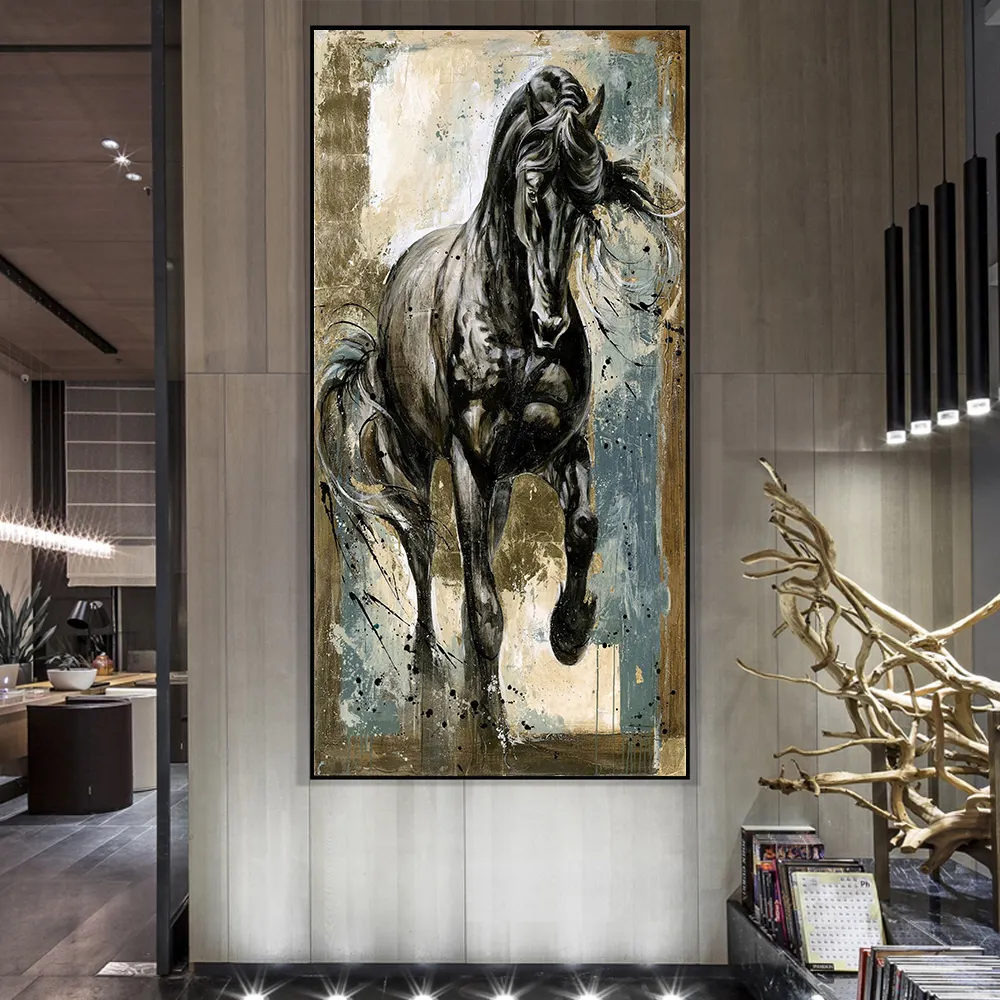 100% Hand Painted Home Wall Decor Oil Picture Animal Horse Elephant horse oil painting canvas
