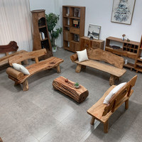 Canapé-lit trois places en bois massif de camphre, style artistique pastoral, chaise longue de loisirs, chaise double usage
