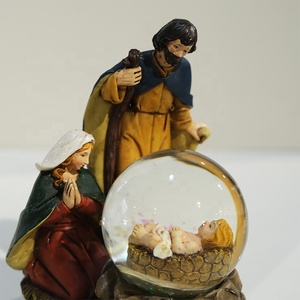Decoración de Navidad poliresina Natividad bola de nieve Jesús Marial Religión Cristiana estatua Decoración Para Homedecor regalos - Product Image 4