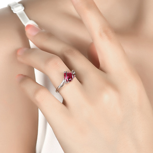 2.25 carati 925 Sterling Silver Red Heart Solitaire Anelli Per Le Donne di Nozze di Fidanzamento Gioielli - Product Image 2
