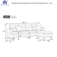 2024Winforce Promoción de fábrica sofá con reposapiés futón sala de estar sofá conjunto muebles Almacenamiento de lino sofá Modular de lujo