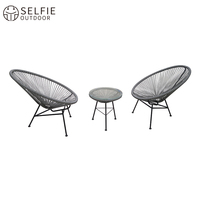 Ensemble de bistrot de cuisine moderne en rotin léger et portable, résistant aux intempéries, avec chaises de patio confortables et empilables, mobilier de balcon