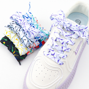 Nuevos cordones de tinta de salpicaduras para zapatillas de deporte Deportes Casual Baloncesto Blanco Negro Zapatos Cordones Coloridos Mujeres Hombres Cuerda plana Shoetrings - Product Image 2