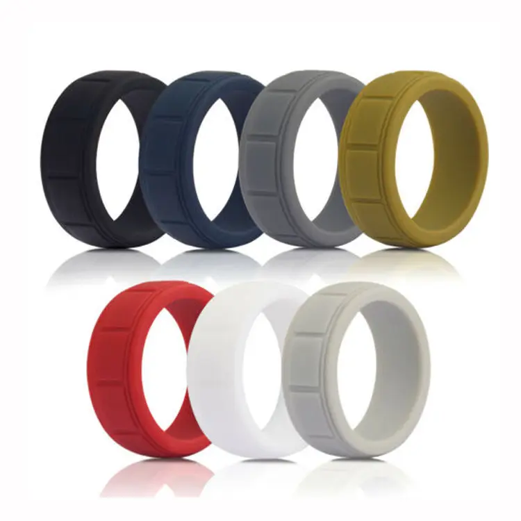 Wholesale custom sport rubber silicon rings wedding bands men silicone wedding ring