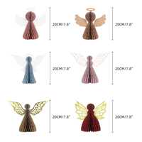 Ornements de Noël personnalisés OEM en papier épais nid d'abeille, boules de fée ange, pendentifs suspendus, décorations de table, pliables en 3D