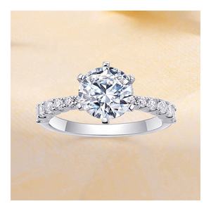 Free Design Moissan ite Schmuck Sterling Silber 2 Ct Damen Luxus Verlobung Halo Ewigkeit Band Ring für Hochzeits versprechen - Product Image 2