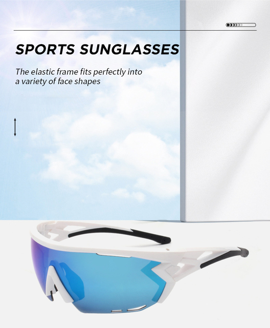 Gray Sports Sunglasses with Polarized Blue Orange Gradient Lenses & Wraparound Frame for Running Cycling Fashion