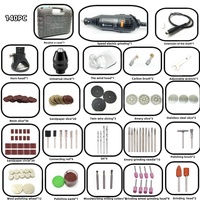 Kit d'outils rotatifs multifonctionnels 140-en-1 - Meuleuse électrique avec contrôle de vitesse, meuleuse électrique miniature 130W