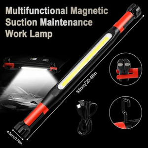 Lampe de travail LED COB pliable avec crochet magnétique, 2400 mAh, rechargeable, pour inspection sous le capot, atelier, voiture, alimentation USB - Product Image 2