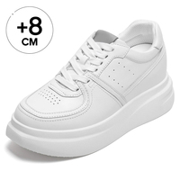 Vente en gros d'usine, baskets personnalisées pour femmes en cuir de vache, hauteur accrue de 8 cm, durables, de haute qualité, douces, confortables et respirantes