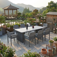 Ensemble de salle à manger d'extérieur moderne en aluminium Meiqi, chaise et table confortables pour chambre, parc et patio, résistant aux intempéries