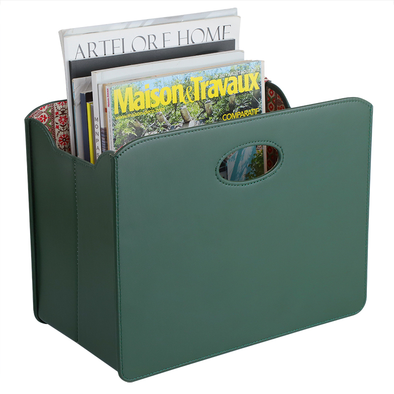 Customizable Dark Green Leather Folding Magazine