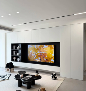 Mueble de TV de Pared Estilo Moderno Rústico en Blanco/Marrón/Negro, Mueble de TV de Madera de Alta Gama para Sala de Estar - Product Image 3