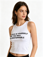 Top Corto Personalizado con Estampado de Letras, Estilo Y2K, Top sin Mangas Informal y Básico para Mujer, Chaleco de Verano