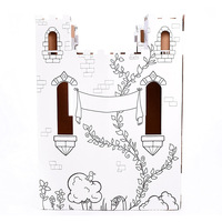 Märchen Schloss Kinder Kunst Handwerk Indoor Outdoor Spaß Farbe Draw Doodle Dekorieren Personalisieren Sie eine Pappe Fort Alter 3 Weiß