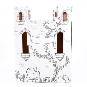 Castillo de cuento de hadas Niños Arte Artesanía Interior Exterior Diversión Color Dibujar Doodle Decorar Personalizar un fuerte de cartón Edad 3 + Blanco - Product Image 6