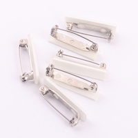 Épingle de sécurité en plastique de 25 mm pour badge nominatif, forme barre, avec attache métallique simple pour broche de revers et accessoires de fabrication de bijoux
