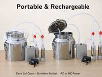 Machine à traire électrique de grande capacité 18L pour vaches et chèvres, pompe à vide à double tête 60W avec seau en acier inoxydable
