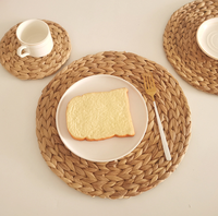 Sets de table ronds en jacinthe d'eau napperons-napperons de table en osier tissé de qualité de luxe jonc de mer en bois naturel fait à la main
