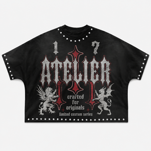 Camiseta Urbana Personalizada de Algodón Pesado de 300GSM con Lavado Desgastado, Estilo Oversize, Corte Recto y Gráfico de Pedrería para Hombre - Product Image 2