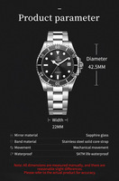 Montre mécanique automatique de luxe pour homme, bracelet en acier inoxydable, étanche 50M, calendrier, montre-bracelet décontractée pour affaires